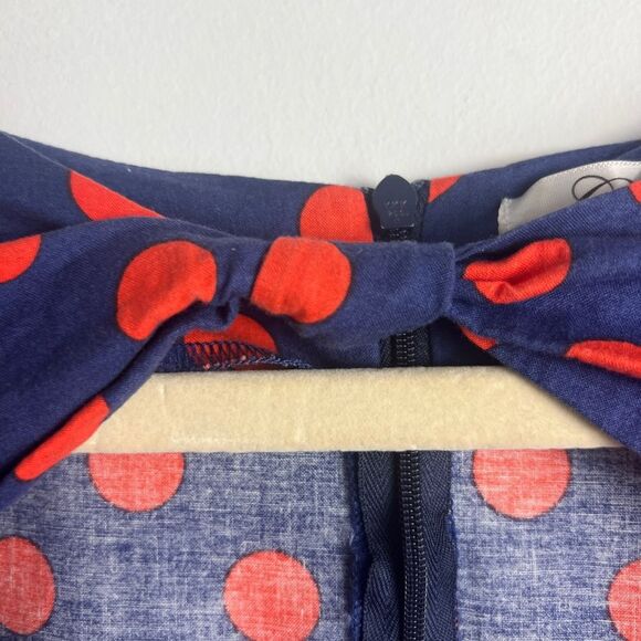 Cherry Velvet Plus Blue.Red Polka Dot Retro Rockabilly 100% Cotton Dress Size 2X - Picture 7 of 13